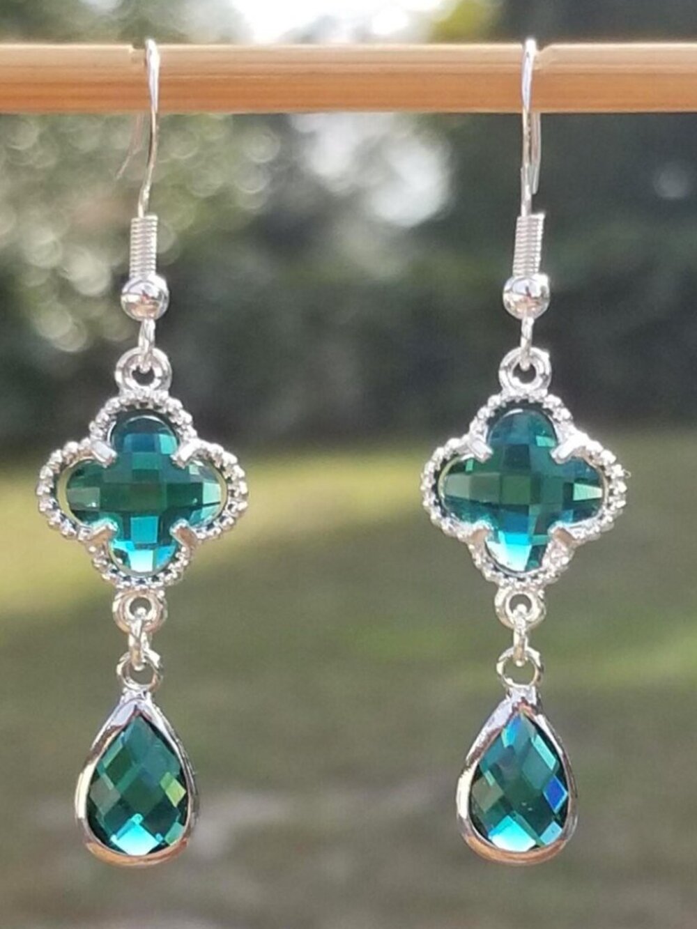 Sterling Silver Emerald Dangle Earrings, Emerald Jewelry, May Birthstone